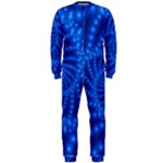 Glossy Blue Beaded Spiral Fractal OnePiece Jumpsuit (Men)