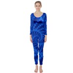 Glossy Blue Beaded Spiral Fractal Long Sleeve Catsuit