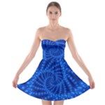 Glossy Blue Beaded Spiral Fractal Strapless Bra Top Dress