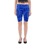 Glossy Blue Beaded Spiral Fractal Yoga Cropped Leggings