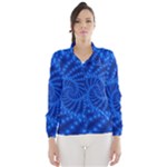 Glossy Blue Beaded Spiral Fractal Wind Breaker (Women)