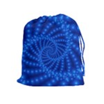 Glossy Blue Beaded Spiral Fractal Drawstring Pouch (XL)