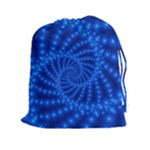 Glossy Blue Beaded Spiral Fractal Drawstring Pouch (XXL)