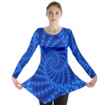 Glossy Blue Beaded Spiral Fractal Long Sleeve Tunic 