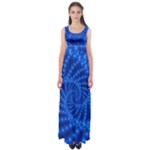 Glossy Blue Beaded Spiral Fractal Empire Waist Maxi Dress