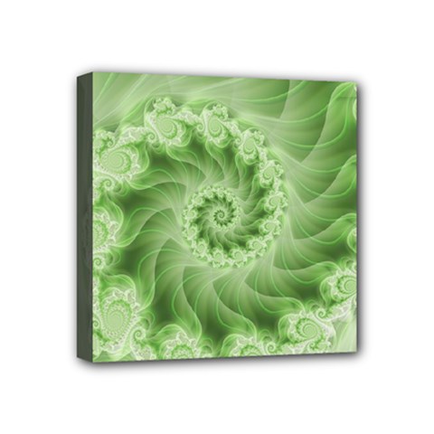 Fractal Lace Green Spiral Fractal Mini Canvas 4  x 4  (Stretched) from ArtsNow.com