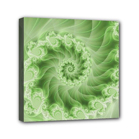 Fractal Lace Green Spiral Fractal Mini Canvas 6  x 6  (Stretched) from ArtsNow.com