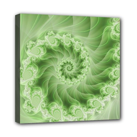 Fractal Lace Green Spiral Fractal Mini Canvas 8  x 8  (Stretched) from ArtsNow.com