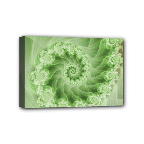 Fractal Lace Green Spiral Fractal Mini Canvas 6  x 4  (Stretched) from ArtsNow.com