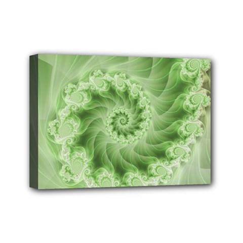 Fractal Lace Green Spiral Fractal Mini Canvas 7  x 5  (Stretched) from ArtsNow.com