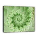 Fractal Lace Green Spiral Fractal Canvas 14  x 11  (Stretched)