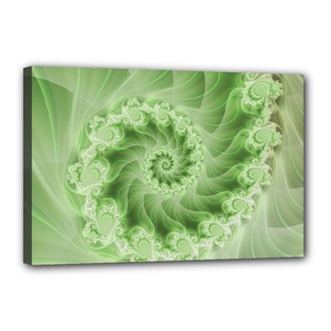 Fractal Lace Green Spiral Fractal Canvas 18  x 12  (Stretched) from ArtsNow.com