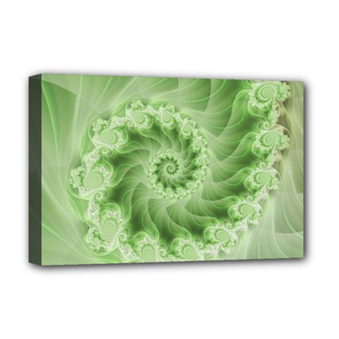 Fractal Lace Green Spiral Fractal Deluxe Canvas 18  x 12  (Stretched) from ArtsNow.com