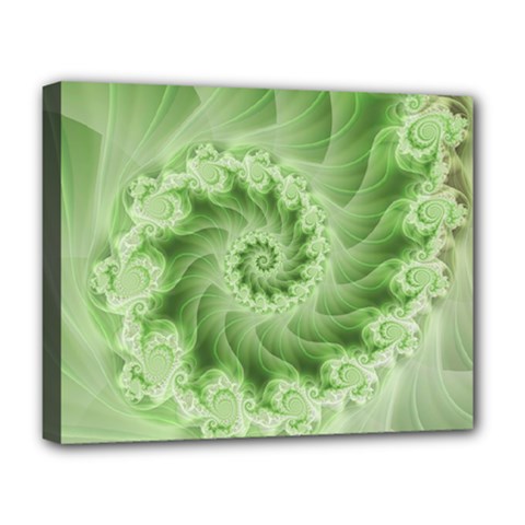 Fractal Lace Green Spiral Fractal Deluxe Canvas 20  x 16  (Stretched) from ArtsNow.com