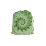 Fractal Lace Green Spiral Fractal Drawstring Pouch (Medium)