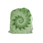 Fractal Lace Green Spiral Fractal Drawstring Pouch (Large)