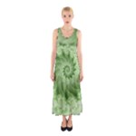 Fractal Lace Green Spiral Fractal Sleeveless Maxi Dress