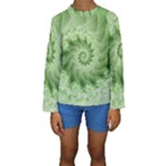 Fractal Lace Green Spiral Fractal Kid s Long Sleeve Swimwear