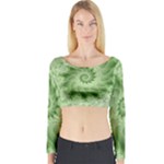 Fractal Lace Green Spiral Fractal Long Sleeve Crop Top (Tight Fit)