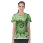 Fractal Lace Green Spiral Fractal Women s Sport Mesh Tee