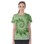 Fractal Lace Green Spiral Fractal Women s Cotton Tee