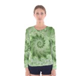 Fractal Lace Green Spiral Fractal Women s Long Sleeve Tee