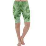 Fractal Lace Green Spiral Fractal Cropped Leggings 