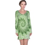 Fractal Lace Green Spiral Fractal Long Sleeve Nightdress