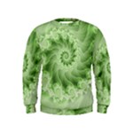 Fractal Lace Green Spiral Fractal Kids  Sweatshirt