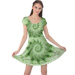 Fractal Lace Green Spiral Fractal Cap Sleeve Dress