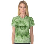 Fractal Lace Green Spiral Fractal Women s V-Neck Sport Mesh Tee