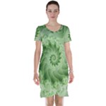 Fractal Lace Green Spiral Fractal Short Sleeve Nightdress