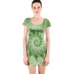 Fractal Lace Green Spiral Fractal Short Sleeve Bodycon Dress