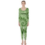 Fractal Lace Green Spiral Fractal Long Sleeve Catsuit