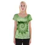 Fractal Lace Green Spiral Fractal Women s Cap Sleeve Top