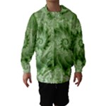 Fractal Lace Green Spiral Fractal Hooded Wind Breaker (Kids)