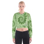 Fractal Lace Green Spiral Fractal Women s Cropped Sweatshirt