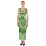 Fractal Lace Green Spiral Fractal Fitted Maxi Dress