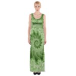 Fractal Lace Green Spiral Fractal Maxi Thigh Split Dress