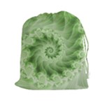 Fractal Lace Green Spiral Fractal Drawstring Pouch (XXL)