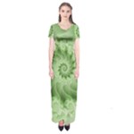 Fractal Lace Green Spiral Fractal Short Sleeve Maxi Dress