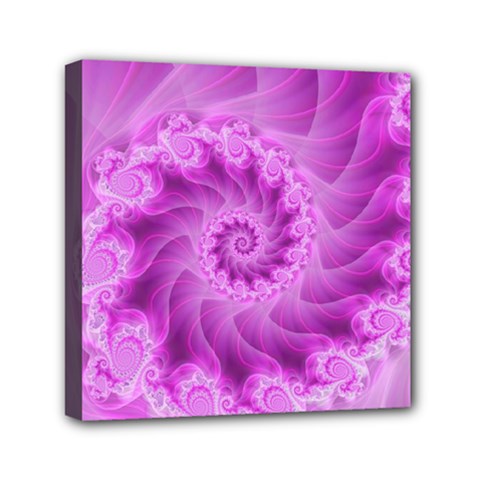 Silky Pink Spiral Fractal  Mini Canvas 6  x 6  (Stretched) from ArtsNow.com