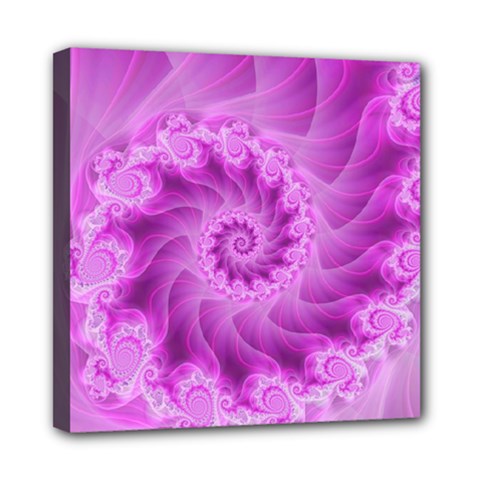 Silky Pink Spiral Fractal  Mini Canvas 8  x 8  (Stretched) from ArtsNow.com