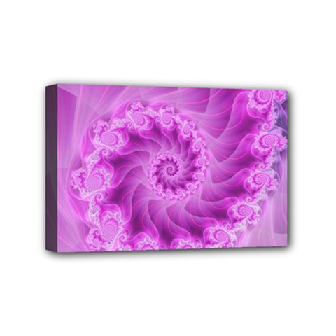 Silky Pink Spiral Fractal  Mini Canvas 6  x 4  (Stretched) from ArtsNow.com