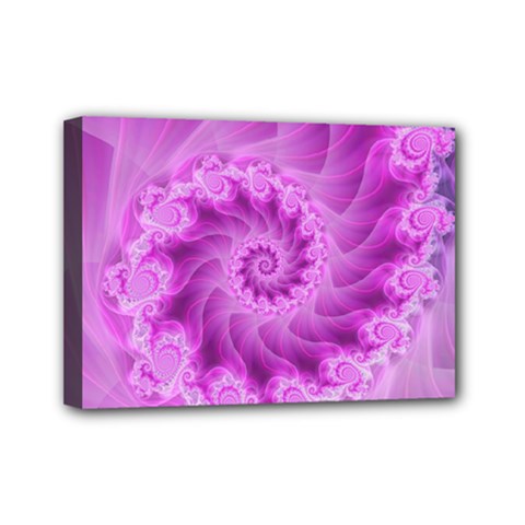 Silky Pink Spiral Fractal  Mini Canvas 7  x 5  (Stretched) from ArtsNow.com