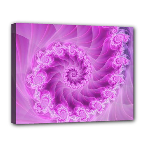 Silky Pink Spiral Fractal  Canvas 14  x 11  (Stretched) from ArtsNow.com