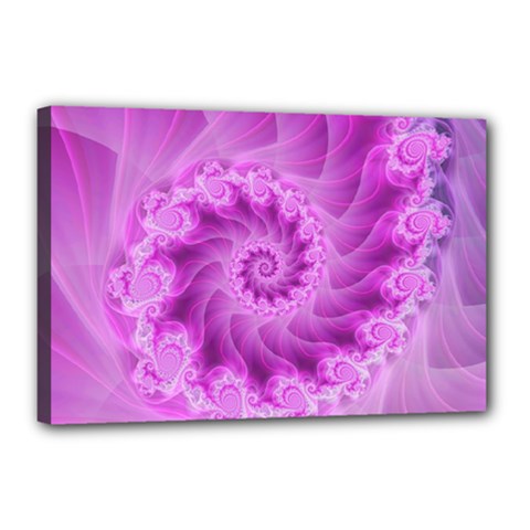 Silky Pink Spiral Fractal  Canvas 18  x 12  (Stretched) from ArtsNow.com