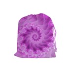 Silky Pink Spiral Fractal  Drawstring Pouch (Large)