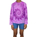 Silky Pink Spiral Fractal  Kid s Long Sleeve Swimwear