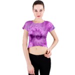 Silky Pink Spiral Fractal  Crew Neck Crop Top